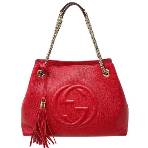 gucci soho leather hobo red|Gucci Pebbled Calfskin Large Soho Hobo Tabasco Red.